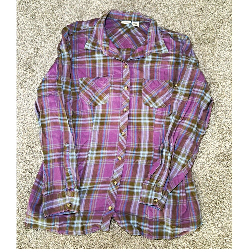 L.L.Bean Men’s L Regular Purple/Green/Blue Plaid Long Sleeve Cotton Shirt